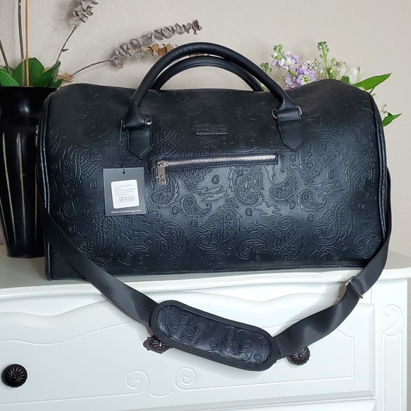 CULTURE KINGS Duffle Bag • NWT • Paisley Embossed • Black - Picture 1 of 14